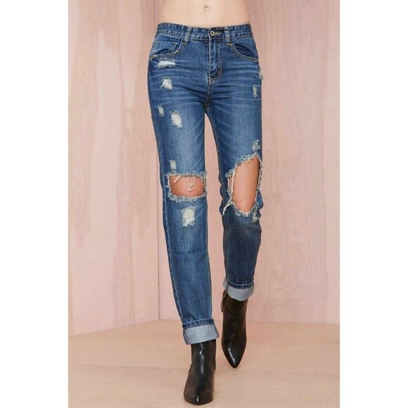 Nasty Gal Signature 8 Women's Blue Gira Boyfriend Jeans Size Small - Picture 1 of 13